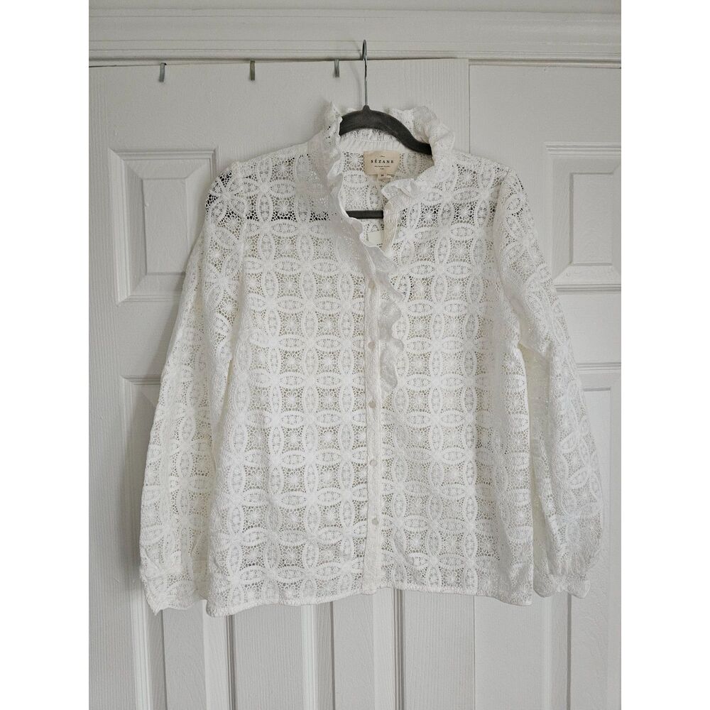 Sezane Chlo Shirt Guipure Lace EU 38/ US 6 Ecru